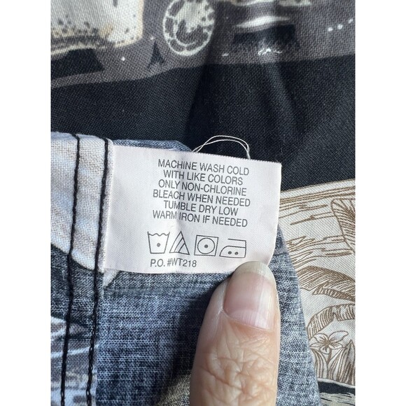 VTG Puritan Men LARGE Surfer Van Tropical Black Hawaiian Short Sleeve Button Up - Picture 5 of 8